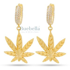 Nouveau minimaliste feuille d'érable boucles d'oreilles glace 925 argent boucle d'oreille bijoux Hip Hop mode bijoux femmes filles Bling boucles d'oreilles goutte - Product Image 2