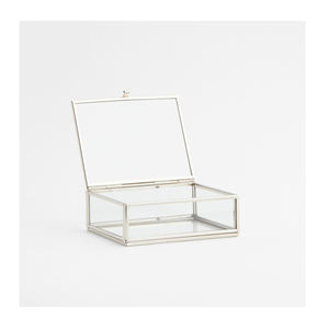 La mejor caja de almacenamiento con marco de latón al por mayor, anillo de joyería de cristal transparente de Color plateado, embalaje cosmético, caja de cristal para decoración del hogar - Product Image 3