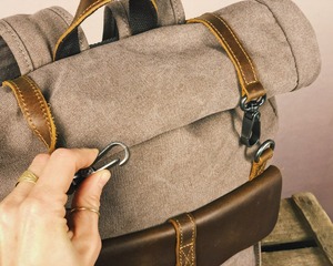 Leather Canvas Luxury Laptop <b>Backpack</b> Casual Outdoor Travel School Large Capacity <b>Lightweight</b> ECO-Friendly Breathable Portable - Product Image 3