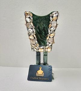 Brûleur d'encens en résine époxy au design créatif, luxueux, orné de grands cristaux de strass floraux, fait main, écologique, noir - Product Image 5