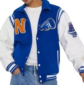 Chaqueta bomber de béisbol con parche bordado de lana para hombre, chaqueta universitaria de pana Letterman para exteriores para hombre - Product Image 1