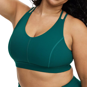 Soutien-gorge de sport pour femmes grandes tailles, soutien-gorge de yoga à maintien élevé, torsion en nylon/coton, séchage rapide, extensible, doux, haut de sport actif, vêtements de sport - Product Image 1