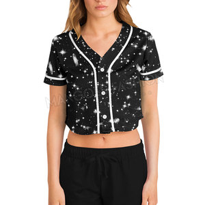 OEM Custom Stitch Breathable Quick Dry Baseball Crop Top Jersey Women's Summer <b>Adjustable</b> <b>Strap</b> Crew Neck Pockets All Seasons - Product Image 6