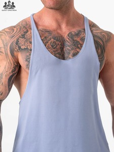 High Quality Custom Logo Design Men Gym <b>Stringer</b> Tank Top Quick Dry Eco-Friendly Breathable Knitted Casual 100% Cotton - Product Image 4