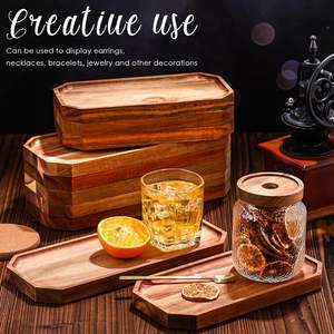 Plateau de service en bois d'acacia 12 pièces pour décor Plateau de service rustique Plateau de charcuterie rectangulaire Assiette à fromage - Product Image 5