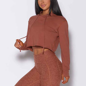 Jersey de lana de gimnasio de manga larga personalizado de alta calidad para damas, chándal de algodón al por mayor, gran oferta, cultivo con capucha para otoño - Product Image 5