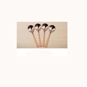 Cubiertos de boda de lujo con mango acanalado grueso chapado en oro rosa de diseñador de acero inoxidable - Product Image 1