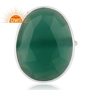 Best Selling Fine Sterling Silver Natural <b>Green</b> Onyx Gemstone Stackable Ring Jewelry Manufacturer - Product Image 3