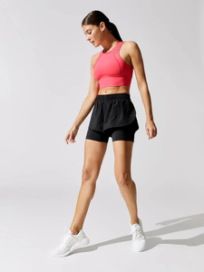 Pantalones cortos para correr azules 2 en 1 de cintura alta para mujer, pantalones cortos ajustados ligeros con entrepierna ajustable de 4 pulgadas - Product Image 6