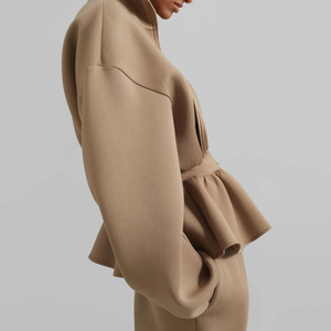 Ensemble veste et pantalon en molleton chaud à fermeture éclair au design élégant pour vêtements décontractés / Vente en gros de survêtement confortable en deux pièces OEM rare 2026 - Product Image 2