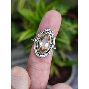 925 Sterling <b>Silver</b> Boho Jewelry Natural Citrine Yellow Gemstone <b>Ring</b> with Oval Cut Handmade Women's <b>Statement</b> <b>Ring</b> - Product Image 6