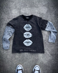 Sweat-shirt lourd personnalisé pour homme TRILACE INTERNATIONAL Industries, nouveau modèle 2026, délavé à l'acide, uni, vintage, décontracté, manches longues - Product Image 1