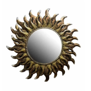 Rounded Handmade Decorative <b>Mirror</b> Gold Plated Metal <b>Frame</b> Luxurious Design Hallway Decoration Hinging Wall <b>Mirror</b> - Product Image 6