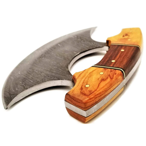 ใบมีดเหล็กดามัสกัสทำด้วยมือพร้อมด้ามไม้ที่สะดวกสบายสำหรับงานตัดอาหารและเอาตัวรอดกลางแจ้ง - Product Image 6