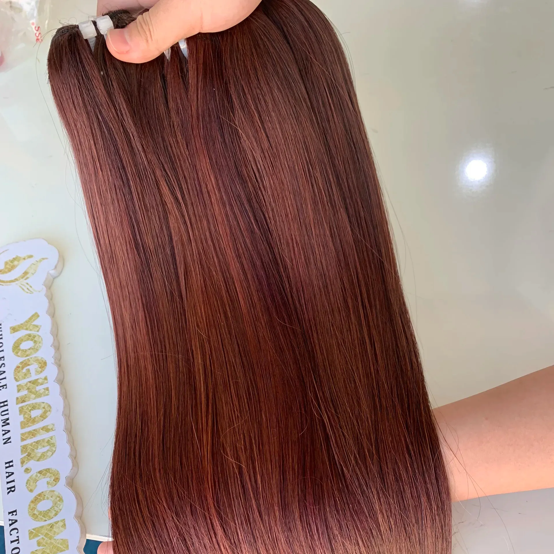 Atkı saç ekleme uzun düz 100% Vietnam insan saçı tüm uzunluk seçenekleri toptan fiyat Yoghair fabrika hızlı teslimat