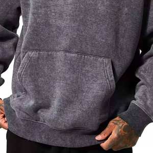 Sudadera con capucha de peso pesado para hombre con diseño OEM 480 GSM Sudadera con capucha de gran tamaño bordada en blanco Técnica teñida con lazo - Product Image 5