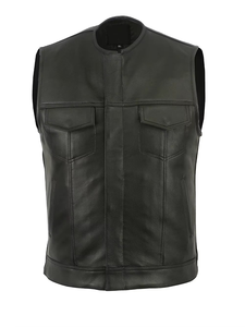 Haute qualité hommes coupe-vent respirant en cuir gilet fermeture éclair conception personnalisée Logo privé en détresse motard Look prix bas pour tous - Product Image 5