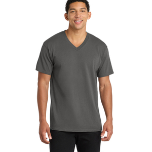 Camiseta de Cuello en V Lisa para Hombre, Camiseta Informal de Manga Corta de Algodón Cómodo para Uso Diario - Product Image 1