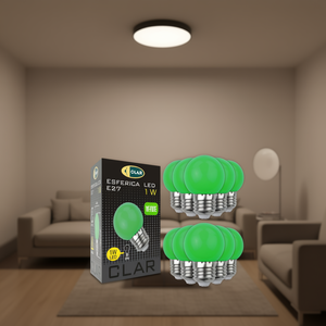 Bombilla LED Esférica E27 1W 230V Color Verde - Product Image 3