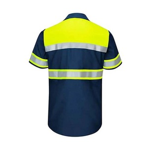High Visibility Men's Shirt Quick Dry Short Sleeve Breathable Customizable Logo Workwear Polo Shirts - Product Image 6