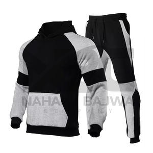 ชุดกีฬาผู้ชายแบบกำหนดเอง,ชุดวอร์มชุดสองชิ้นสีดำขนาดใหญ่พิเศษ - Product Image 1