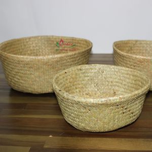 Decorative Eco-friendly Natural Palm Leaf <b>Storage</b> <b>Baskets</b> for Home Organization - Product Image 5