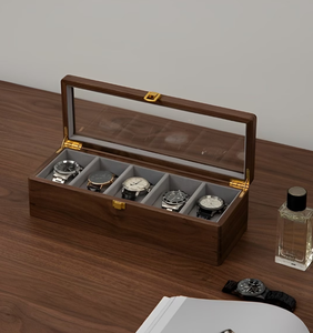 Slots Solid <b>Glass</b> Display Walnut Wooden Storage <b>Box</b> for Him Travel Watch <b>Box</b>, Gifts for Him for Men Custom Jewelry <b>Box</b> - Product Image 2