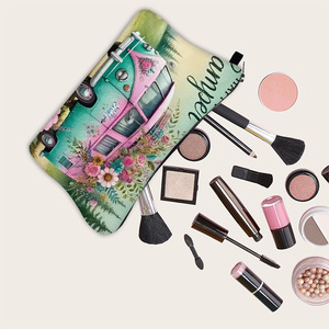 Trousse de Maquillage en PU Imprimée Lettres Tendance Grande Capacité pour Femme, Organisateur Portable avec Fermeture Éclair pour Articles de Toilette - Product Image 4