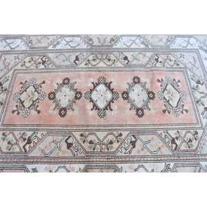 พรมวินเทจตุรกี ขนาด 5.1x7.7 ฟุต (154x236 ซม.) สีขาวชมพู ลายต้นไม้และพืช - Product Image 4