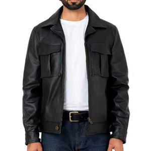 Chaqueta de motociclista de cuero Premium para hombre, piel de vaca genuina, diseño de corredor ajustado en negro, temporada de invierno, opción de talla grande - Product Image 5