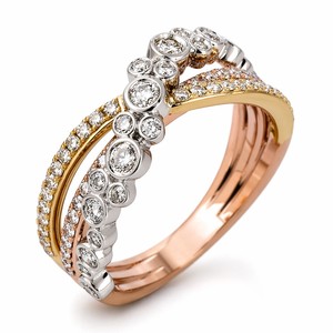 Anello da Donna a Tre Tonalità con Croce X e Micro Incastonatura di Zirconi, Elegante Gioiello per Uso Quotidiano e Feste - Product Image 1