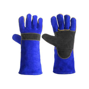 ถุงมือหนังระบายอากาศ ป้องกันไฟฟ้าสถิต ทนต่อการฉีกขาด เนื้อเรียบ ไม่มีแป้ง สำหรับทำสวน เชื่อมโลหะ ความหนา 11 ออนซ์ ขนาด 14 นิ้ว - Product Image 1