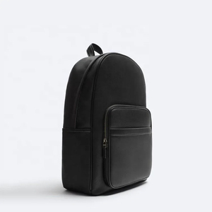 Minimalist <b>Black</b> Softback <b>Backpack</b> With Laptop Compartment Water Resistant Zipper Closure Unisex Shoulder Straps - Product Image 3