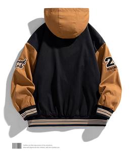 Veste universitaire pour hommes personnalisable de haute qualité brodée Letterman Baseball Bomber à capuche avant Polyester veste personnalisable - Product Image 2