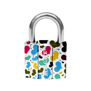 38mm White Iron Zinc Alloy Safety <b>Padlock</b> with Heart Pattern Waterproof Keyed and Digital Combination Types - Product Image 1