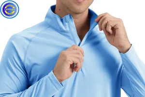 T-shirts à fermeture éclair 1/4 pour hommes, protection UV UPF 50 +, chemise pour la pêche et les sports de plein air, évacuation de l'humidité, séchage rapide - Product Image 4