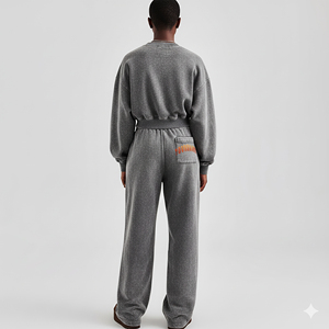 Custom DTG Printed Logo Oversize Acid Washed Heavyweight Pullover Sweatshirt & Jogger <b>Set</b> Breathable Solid Color Tracksuit - Product Image 5