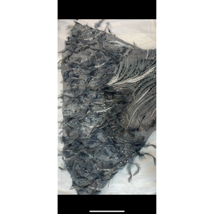 Special Design Mermaid Evening <b>Dress</b> XS Size Long A-Line Style O-Neck Sheer Layer Feathered Hem Rhinestone Pearl Decor Formal - Product Image 4