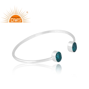 Nuevo diseño de patrón 925 plata esterlina doblete Santamaria aguamarina cuarzo pulsera de piedras preciosas diseño personalizado fabricación de joyas - Product Image 2
