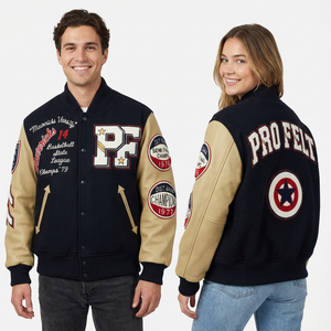 Chaqueta Universitaria para Hombre en Oferta, Cuerpo de Lana, Mangas de Cuero Sintético, Chaqueta de Béisbol Universitaria con Letras Bordadas para Hombre - Product Image 5