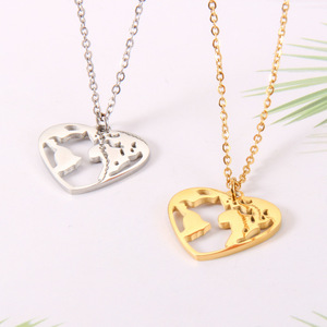 Mode <span class=keywords><strong>carte</strong></span> <span class=keywords><strong>du</strong></span> <span class=keywords><strong>monde</strong></span> bijoux colliers en acier inoxydable coeur pendentif collier non ternir argent 18k or coeur <span class=keywords><strong>carte</strong></span> <span class=keywords><strong>du</strong></span> <span class=keywords><strong>monde</strong></span> collier - Product Image 2