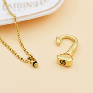 Heart Gold Hook Keepsake Jewelry Stainless Steel Hook Cremation Urn <b>Necklace</b> Pendant <b>Ashes</b> Urn Memorial Unisex Custom Size - Product Image 3