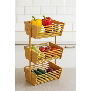 Moderno Estante Cuadrado de Bambú de 3 Niveles para Vegetales, Organizador de Toallas Multifuncional de Capacidad Media para Mesa - Product Image 4