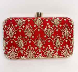 Customized Luxury <b>Party</b> Wear Clutch <b>Bag</b> High Quality Oval Shape Brass Frame Handmade Heavy Embroidery Silk Material Customizable - Product Image 4