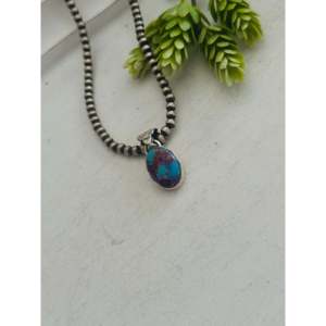 Pendentif Turquoise Mohave et Diamant Style Sud-Ouest, Plaqué Or Rose, Platine et Rhodium, Sertissage Clos, Argent Sterling, Bijou Tendance - Product Image 4