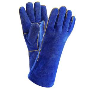 Gants de soudage en cuir de vachette bleu de haute qualité Gants de sécurité professionnels pour équipement de protection individuelle - Product Image 1