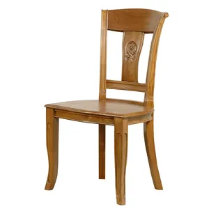Classic Southern European Style Teak Dining Chair with Rice Ears Carving for Restaurant and Dining Room