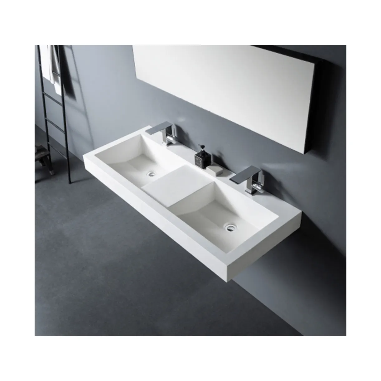 Bak mandi kamar mandi akrilik berbentuk persegi panjang standar bak cuci kamar mandi permukaan padat