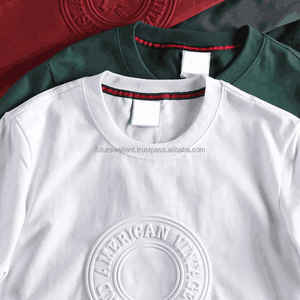 Aoxi moda ropa de lujo 3D en relieve camiseta hombres ropa fabricante logotipo personalizado alta calidad 300gsm pesado algodón camiseta - Product Image 2