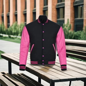 แจ็กเก็ตเบสบอลสำหรับผู้ชายเสื้อแจ็คเก็ตนักเรียนกันลมมีแขนเสื้อหนังขนสัตว์บางๆดีไซน์ใหม่ล่าสุดงานตามสั่ง - Product Image 5